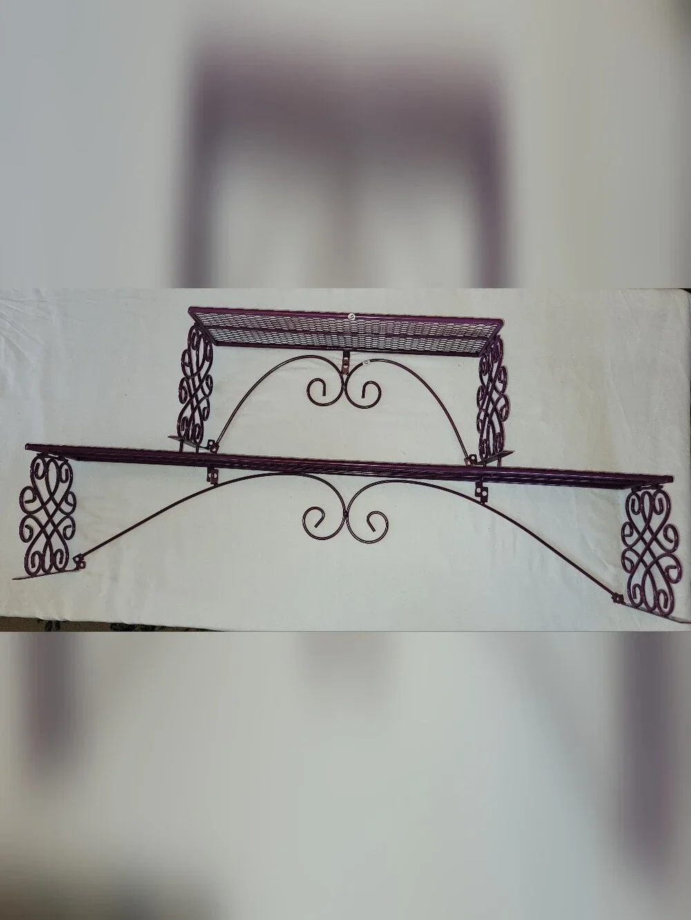 Purple Metal Over the Sink 2-Tier Shelf Scrollwork Storage Organizer NEW